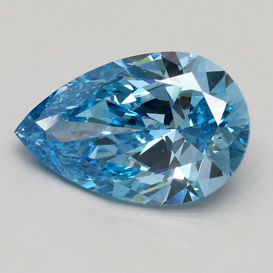 Loose Diamond - PEAR 2.3ct Fancy Vivid Blue VS1: Loose Diamond - PEAR 2.3ct Fancy Vivid Blue VS1 Source: This is a real non-mined Diamond that has been grown in a lab Shape: PEAR Carats: 2.3 Color: Fancy Vivid Blue Certification: IGI Video: