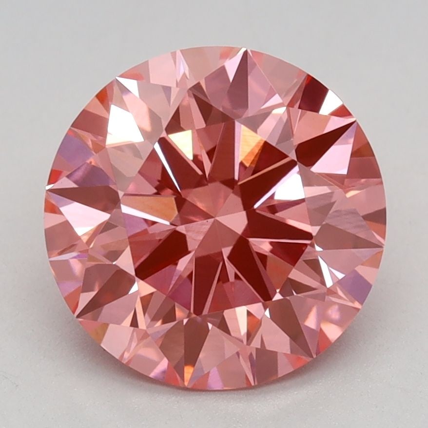 Ideal Loose Diamond - ROUND 2.1ct Fancy Vivid Pink VS1: Ideal Loose Diamond - ROUND 2.1ct Fancy Vivid Pink VS1 Source: This is a real non-mined Diamond that has been grown in a lab Shape: ROUND Carats: 2.1 Color: Fancy Vivid Pink Certification: IGI Video: