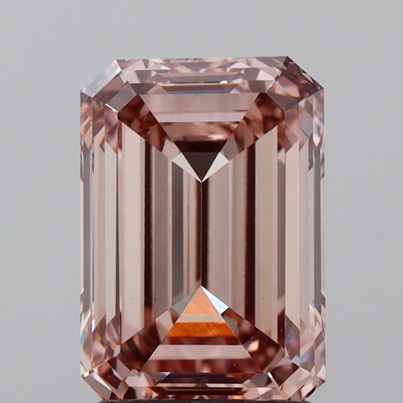 Loose Diamond - EMERALD 2.01ct Fancy Intense Brownish Pink VS1: Loose Diamond - EMERALD 2.01ct Fancy Intense Brownish Pink VS1 Source: This is a real non-mined Diamond that has been grown in a lab Shape: EMERALD Carats: 2.01 Color: Fancy Intense Brownish Pink Cert