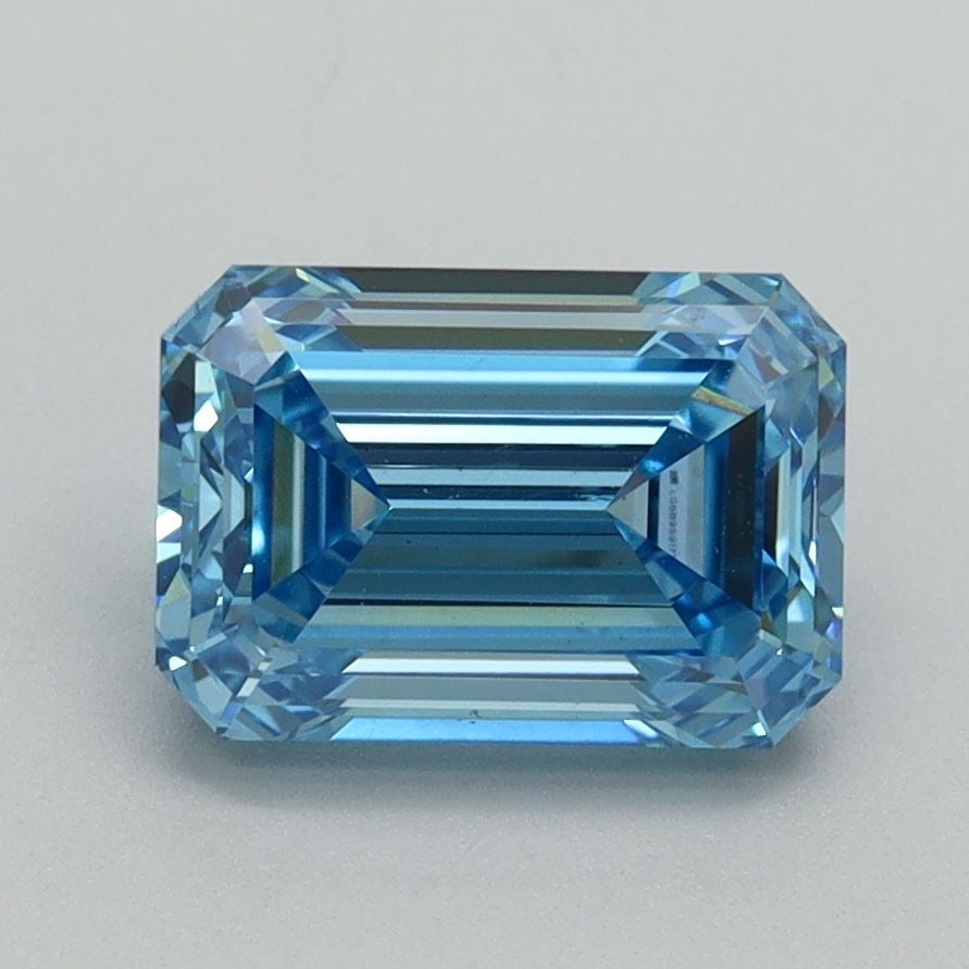 Loose Diamond - EMERALD 2.02ct Fancy Vivid Blue VS1: Loose Diamond - EMERALD 2.02ct Fancy Vivid Blue VS1 Source: This is a real non-mined Diamond that has been grown in a lab Shape: EMERALD Carats: 2.02 Color: Fancy Vivid Blue Certification: IGI Video: