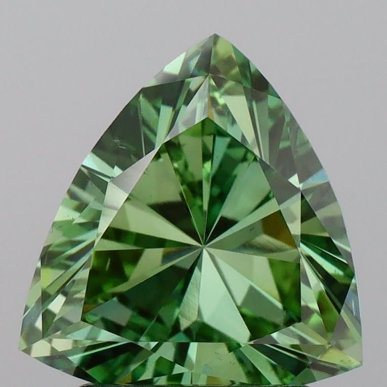 Loose Diamond - TRIANGULAR 1.63ct Fancy Vivid Green VS2: Loose Diamond - TRIANGULAR 1.63ct Fancy Vivid Green VS2 Source: This is a real non-mined Diamond that has been grown in a lab Shape: TRIANGULAR Carats: 1.63 Color: Fancy Vivid Green Certification: IGI