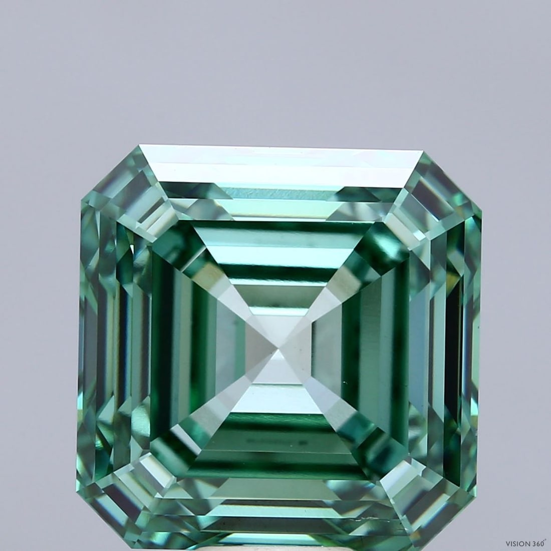 Loose Diamond - ASSCHER 15.01ct Fancy Vivid Green VS1: Loose Diamond - ASSCHER 15.01ct Fancy Vivid Green VS1 Source: This is a real non-mined Diamond that has been grown in a lab Shape: ASSCHER Carats: 15.01 Color: Fancy Vivid Green Certification: IGI Vid