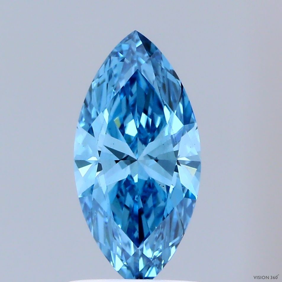 Loose Diamond - MARQUISE 0.94ct Fancy Vivid Blue VS1: Loose Diamond - MARQUISE 0.94ct Fancy Vivid Blue VS1 Source: This is a real non-mined Diamond that has been grown in a lab Shape: MARQUISE Carats: 0.94 Color: Fancy Vivid Blue Certification: IGI Video