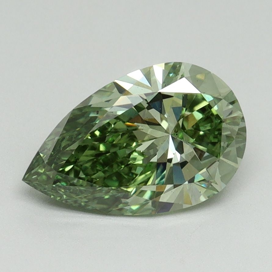 Loose Diamond - PEAR 1.5ct Fancy Vivid Green VS2: Loose Diamond - PEAR 1.5ct Fancy Vivid Green VS2 Source: This is a real non-mined Diamond that has been grown in a lab Shape: PEAR Carats: 1.5 Color: Fancy Vivid Green Certification: IGI Video: