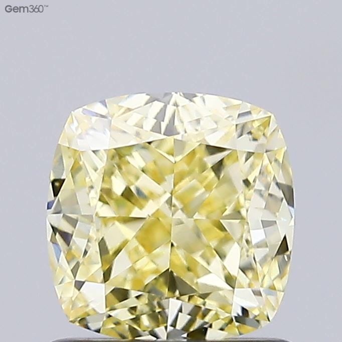 Loose Diamond - CUSHION MODIFIED 1.08ct Fancy Light Yellow VS1: Loose Diamond - CUSHION MODIFIED 1.08ct Fancy Light Yellow VS1 Source: This is a real non-mined Diamond that has been grown in a lab Shape: CUSHION MODIFIED Carats: 1.08 Color: Fancy Light Yellow Cert