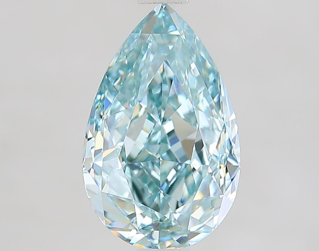 Loose Diamond - PEAR 2.09ct Fancy Blueish Green VVS2: Loose Diamond - PEAR 2.09ct Fancy Blueish Green VVS2 Source: This is a real non-mined Diamond that has been grown in a lab Shape: PEAR Carats: 2.09 Color: Fancy Blueish Green Certification: IGI