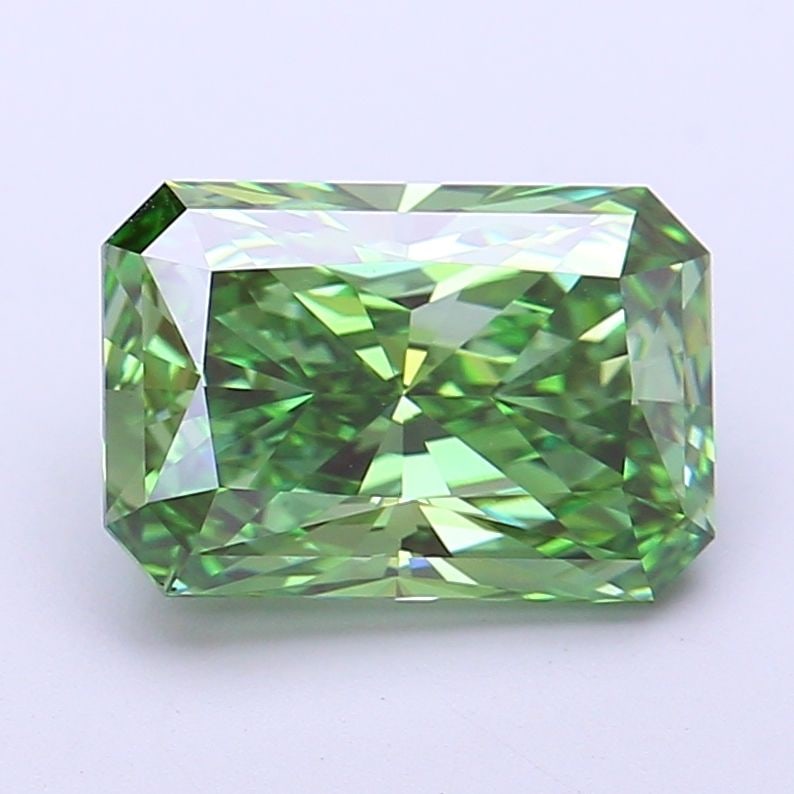 Loose Diamond - RADIANT 3.01ct Fancy Vivid Green VS1: Loose Diamond - RADIANT 3.01ct Fancy Vivid Green VS1 Source: This is a real non-mined Diamond that has been grown in a lab Shape: RADIANT Carats: 3.01 Color: Fancy Vivid Green Certification: IGI Video