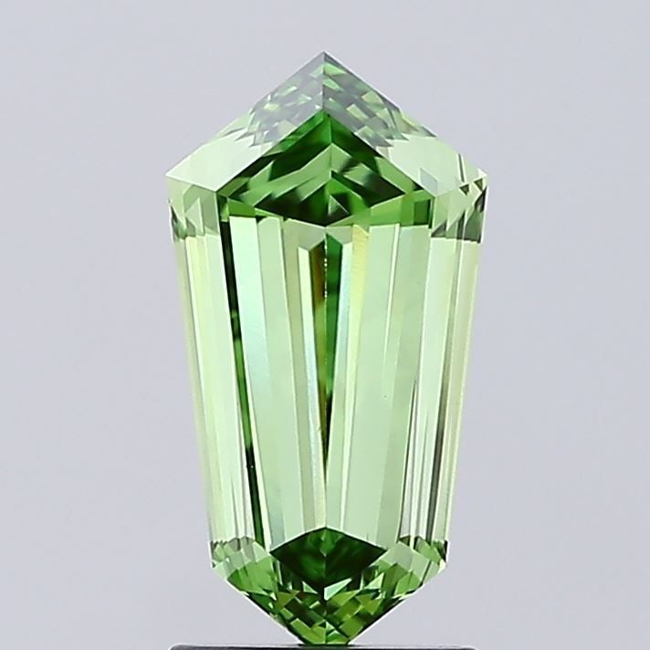 Loose Diamond - SHIELD 2.08ct Fancy Vivid Green VVS2: Loose Diamond - SHIELD 2.08ct Fancy Vivid Green VVS2 Source: This is a real non-mined Diamond that has been grown in a lab Shape: SHIELD Carats: 2.08 Color: Fancy Vivid Green Certification: IGI Video: