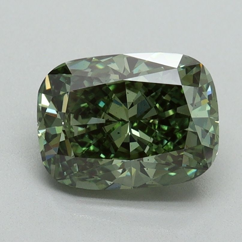 Loose Diamond - CUSHION MODIFIED 1.52ct Fancy Vivid Green VS2: Loose Diamond - CUSHION MODIFIED 1.52ct Fancy Vivid Green VS2 Source: This is a real non-mined Diamond that has been grown in a lab Shape: CUSHION MODIFIED Carats: 1.52 Color: Fancy Vivid Green Certif