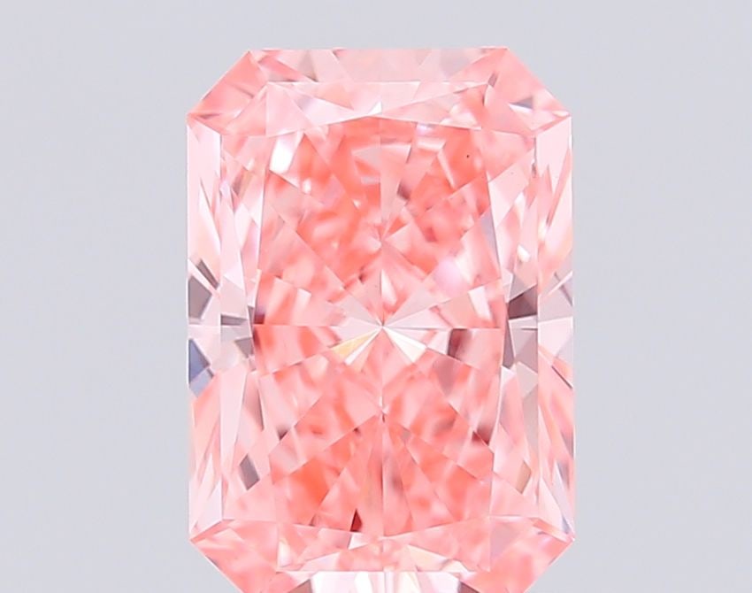 Loose Diamond - RADIANT 2.12ct Fancy Vivid Pink VS1: Loose Diamond - RADIANT 2.12ct Fancy Vivid Pink VS1 Source: This is a real non-mined Diamond that has been grown in a lab Shape: RADIANT Carats: 2.12 Color: Fancy Vivid Pink Certification: IGI Video: