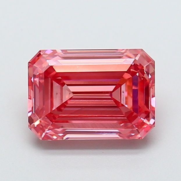 Loose Diamond - EMERALD 2.06ct Fancy Vivid Pink VS1: Loose Diamond - EMERALD 2.06ct Fancy Vivid Pink VS1 Source: This is a real non-mined Diamond that has been grown in a lab Shape: EMERALD Carats: 2.06 Color: Fancy Vivid Pink Certification: IGI Video: