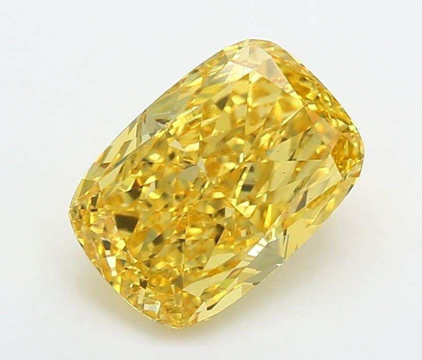 Loose Diamond - CUSHION MODIFIED 2.76ct Fancy Vivid Yellow VS1: Loose Diamond - CUSHION MODIFIED 2.76ct Fancy Vivid Yellow VS1 Source: This is a real non-mined Diamond that has been grown in a lab Shape: CUSHION MODIFIED Carats: 2.76 Color: Fancy Vivid Yellow Cert