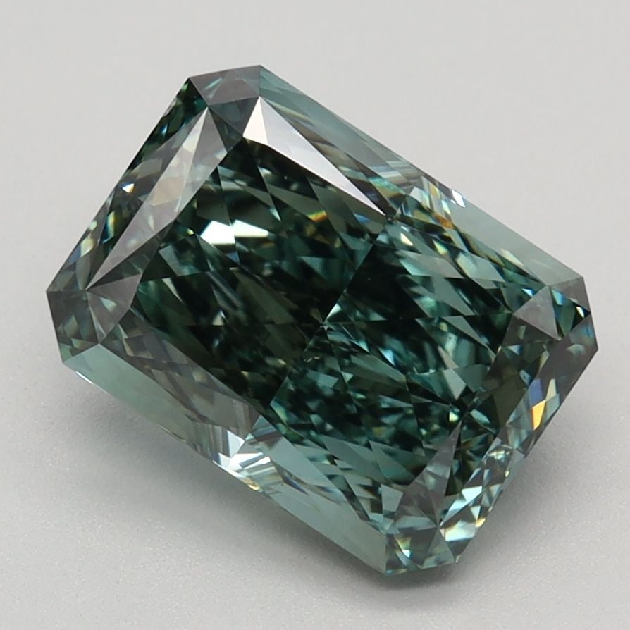 Loose Diamond - RADIANT 2.42ct Fancy Vivid Green VS1: Loose Diamond - RADIANT 2.42ct Fancy Vivid Green VS1 Source: This is a real non-mined Diamond that has been grown in a lab Shape: RADIANT Carats: 2.42 Color: Fancy Vivid Green Certification: IGI Video