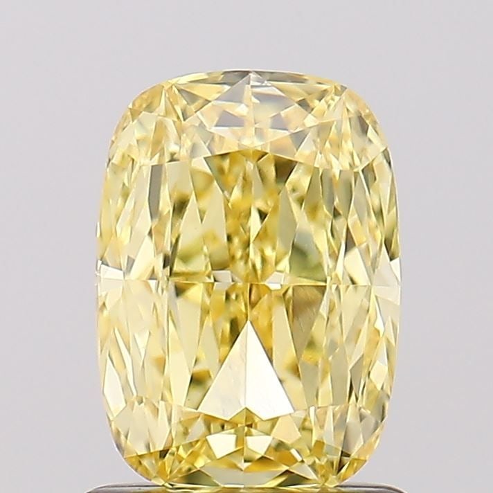 Loose Diamond - CUSHION MODIFIED 1.09ct Fancy Vivid Yellow VVS2: Loose Diamond - CUSHION MODIFIED 1.09ct Fancy Vivid Yellow VVS2 Source: This is a real non-mined Diamond that has been grown in a lab Shape: CUSHION MODIFIED Carats: 1.09 Color: Fancy Vivid Yellow Cer
