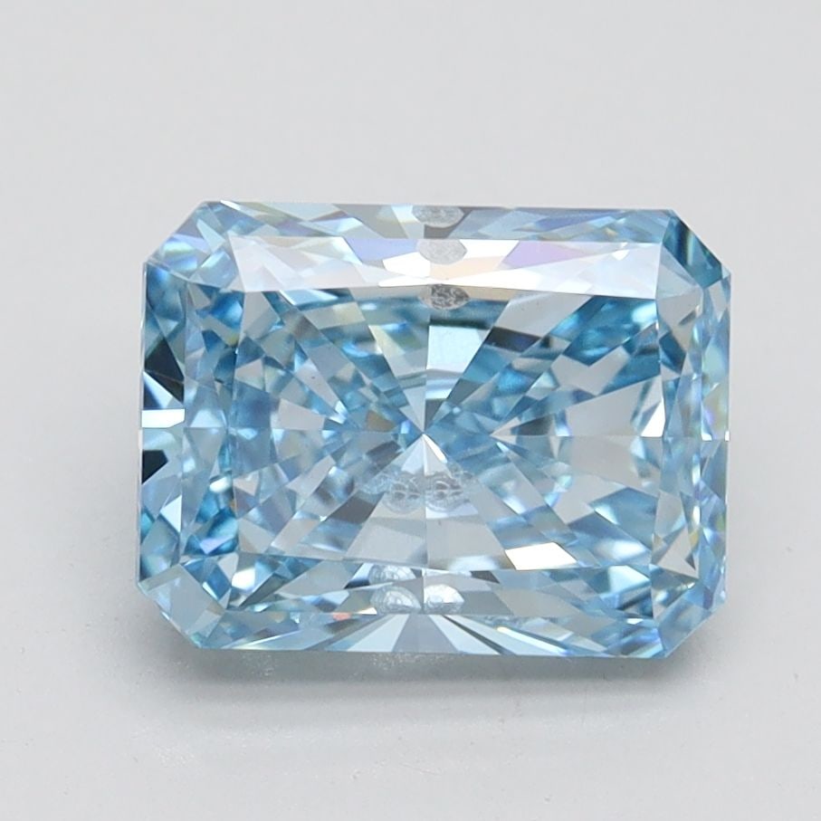 Loose Diamond - RADIANT 2.37ct Fancy Vivid Blue SI1: Loose Diamond - RADIANT 2.37ct Fancy Vivid Blue SI1 Source: This is a real non-mined Diamond that has been grown in a lab Shape: RADIANT Carats: 2.37 Color: Fancy Vivid Blue Certification: IGI Video: