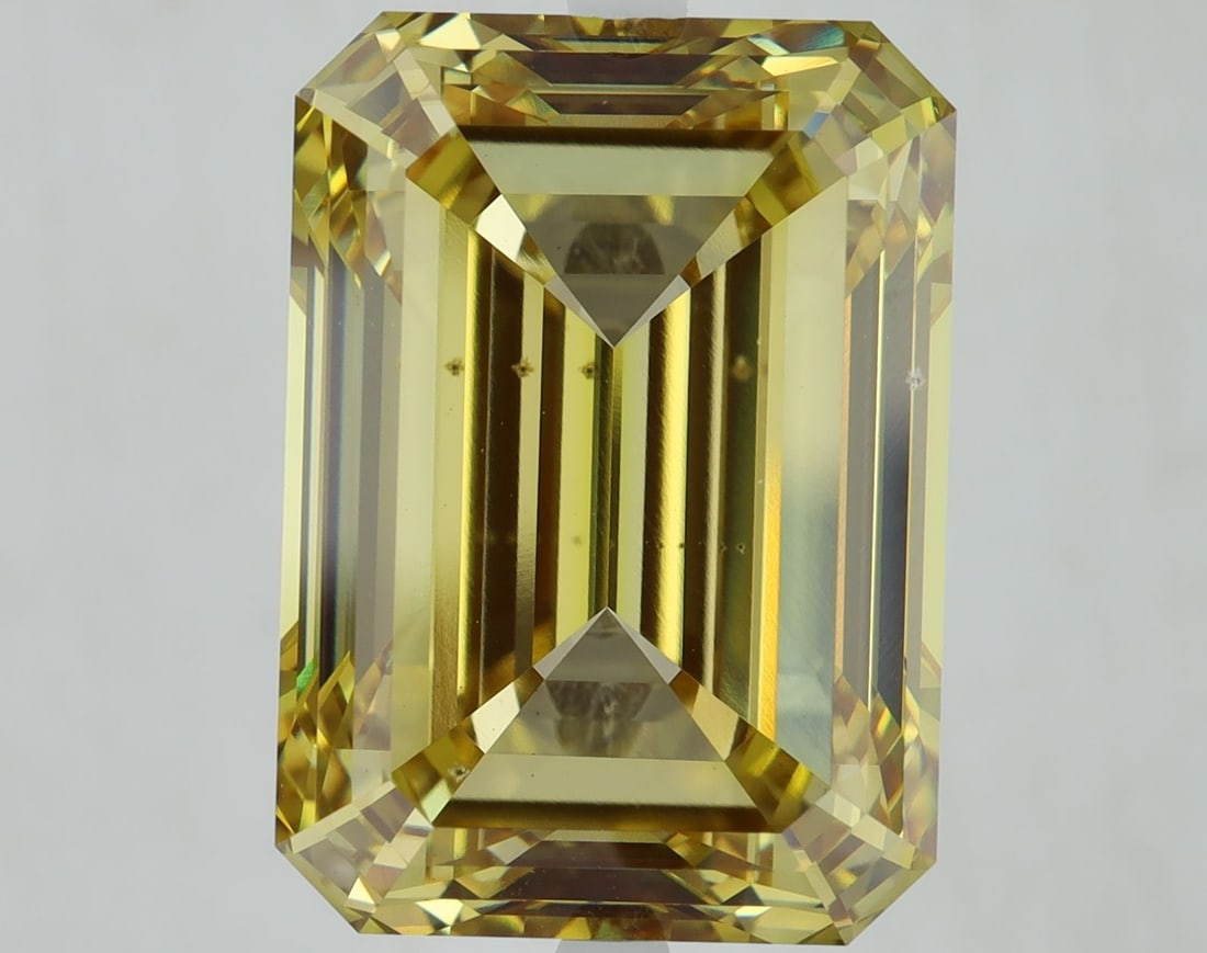 Loose Diamond - EMERALD 15.22ct Fancy Intense Yellow VS2: Loose Diamond - EMERALD 15.22ct Fancy Intense Yellow VS2 Source: This is a real non-mined Diamond that has been grown in a lab Shape: EMERALD Carats: 15.22 Color: Fancy Intense Yellow Certification: I