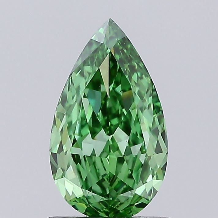 Loose Diamond - PEAR 1.04ct Fancy Vivid Green VS1: Loose Diamond - PEAR 1.04ct Fancy Vivid Green VS1 Source: This is a real non-mined Diamond that has been grown in a lab Shape: PEAR Carats: 1.04 Color: Fancy Vivid Green Certification: IGI Video: