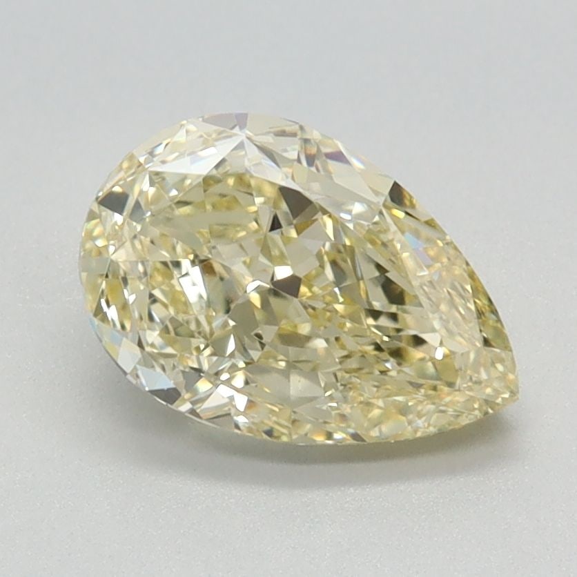 Loose Diamond - PEAR 1.4ct Fancy Light Yellow VVS2: Loose Diamond - PEAR 1.4ct Fancy Light Yellow VVS2 Source: This is a real non-mined Diamond that has been grown in a lab Shape: PEAR Carats: 1.4 Color: Fancy Light Yellow Certification: IGI Video: