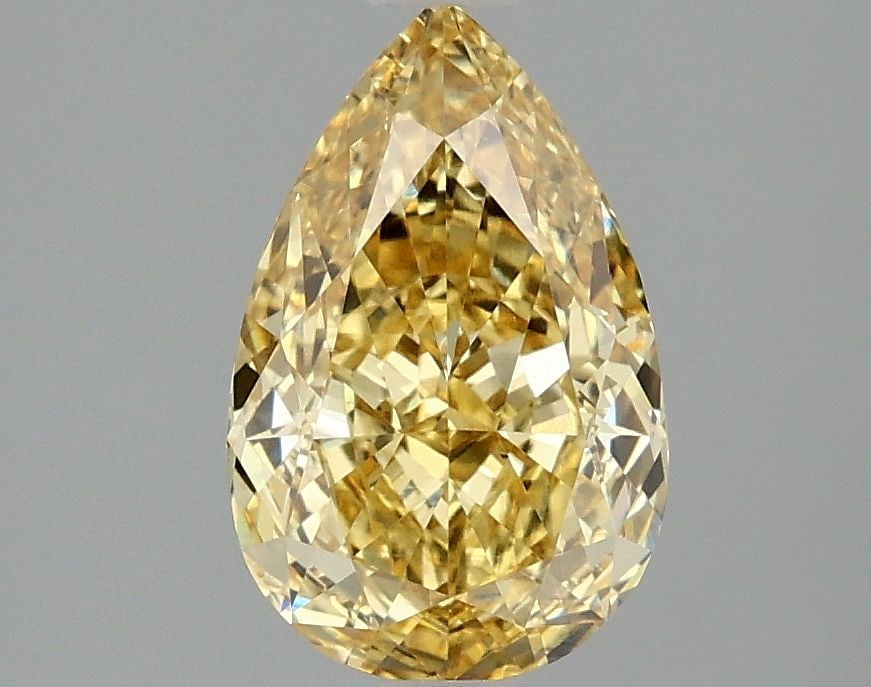 Loose Diamond - PEAR 2.06ct Fancy Vivid Yellow VS2: Loose Diamond - PEAR 2.06ct Fancy Vivid Yellow VS2 Source: This is a real non-mined Diamond that has been grown in a lab Shape: PEAR Carats: 2.06 Color: Fancy Vivid Yellow Certification: IGI Video: