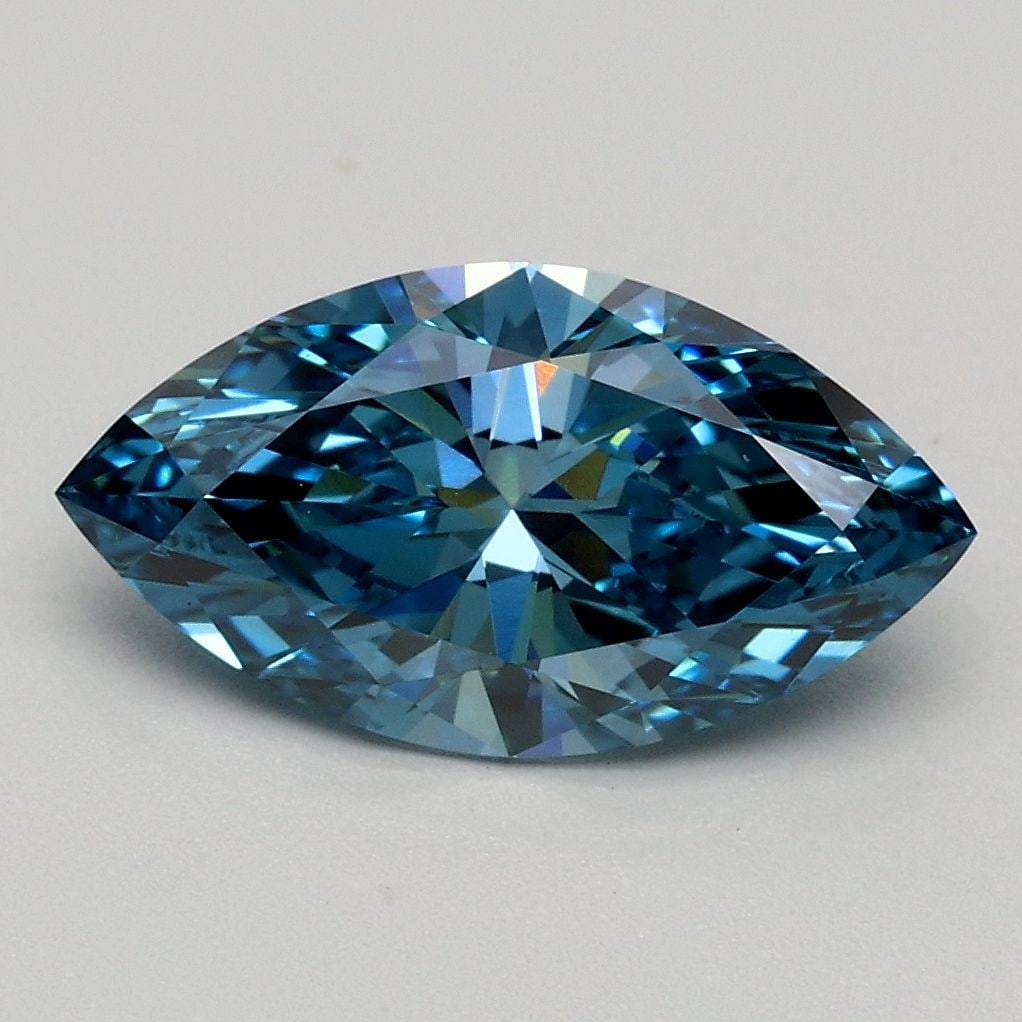Loose Diamond - MARQUISE 1.37ct Fancy Vivid Blue VVS1: Loose Diamond - MARQUISE 1.37ct Fancy Vivid Blue VVS1 Source: This is a real non-mined Diamond that has been grown in a lab Shape: MARQUISE Carats: 1.37 Color: Fancy Vivid Blue Certification: IGI Vide
