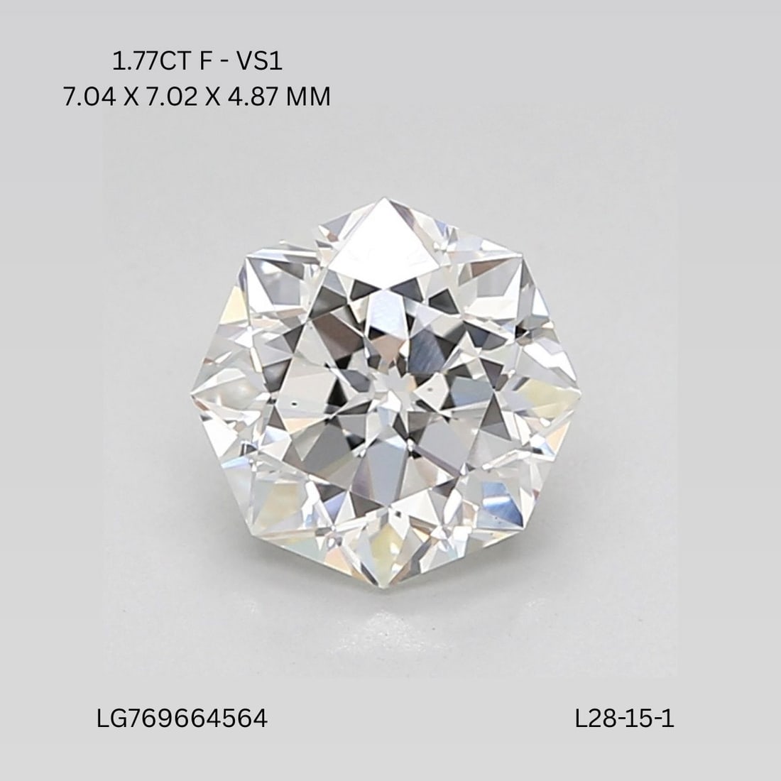 Loose Diamond - OCTAGONAL 1.77ct F VS1: Loose Diamond - OCTAGONAL 1.77ct F VS1 Source: This is a real non-mined Diamond that has been grown in a lab Shape: OCTAGONAL Carats: 1.77 Color: F Clarity: VS1 Certification: IGI Video: