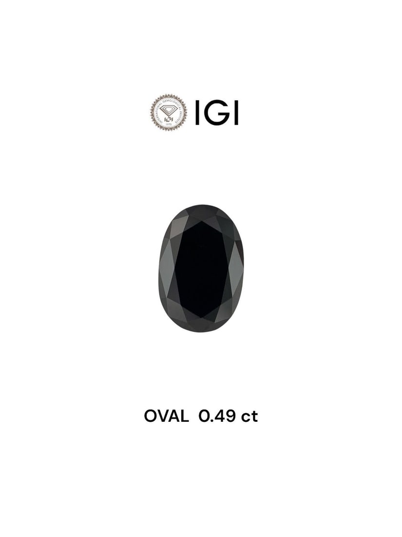 Loose Diamond - OVAL 0.49ct Black: Loose Diamond - OVAL 0.49ct Black Source: Natural Shape: OVAL Carats: 0.49 Color: Black Certification: IGI Video: