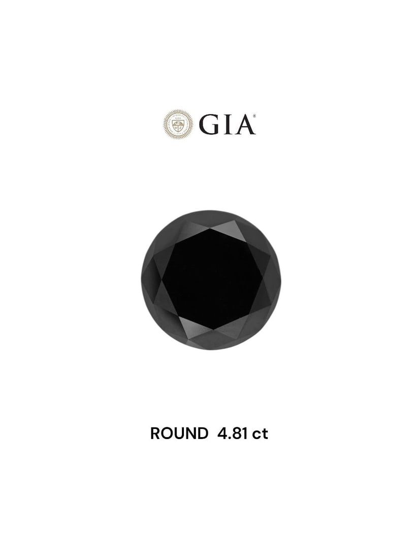Loose Diamond - ROUND 4.81ct Fancy Black VVS2: Loose Diamond - ROUND 4.81ct Fancy Black VVS2 Source: Natural Shape: ROUND Carats: 4.81 Color: Fancy Black Certification: GIA Video: