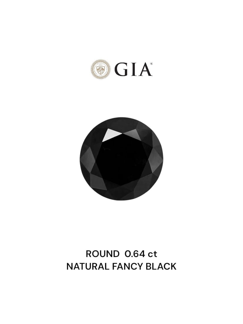 Loose Diamond - ROUND 0.64ct Fancy Black VVS2: Loose Diamond - ROUND 0.64ct Fancy Black VVS2 Source: Natural Shape: ROUND Carats: 0.64 Color: Fancy Black Certification: GIA Video: