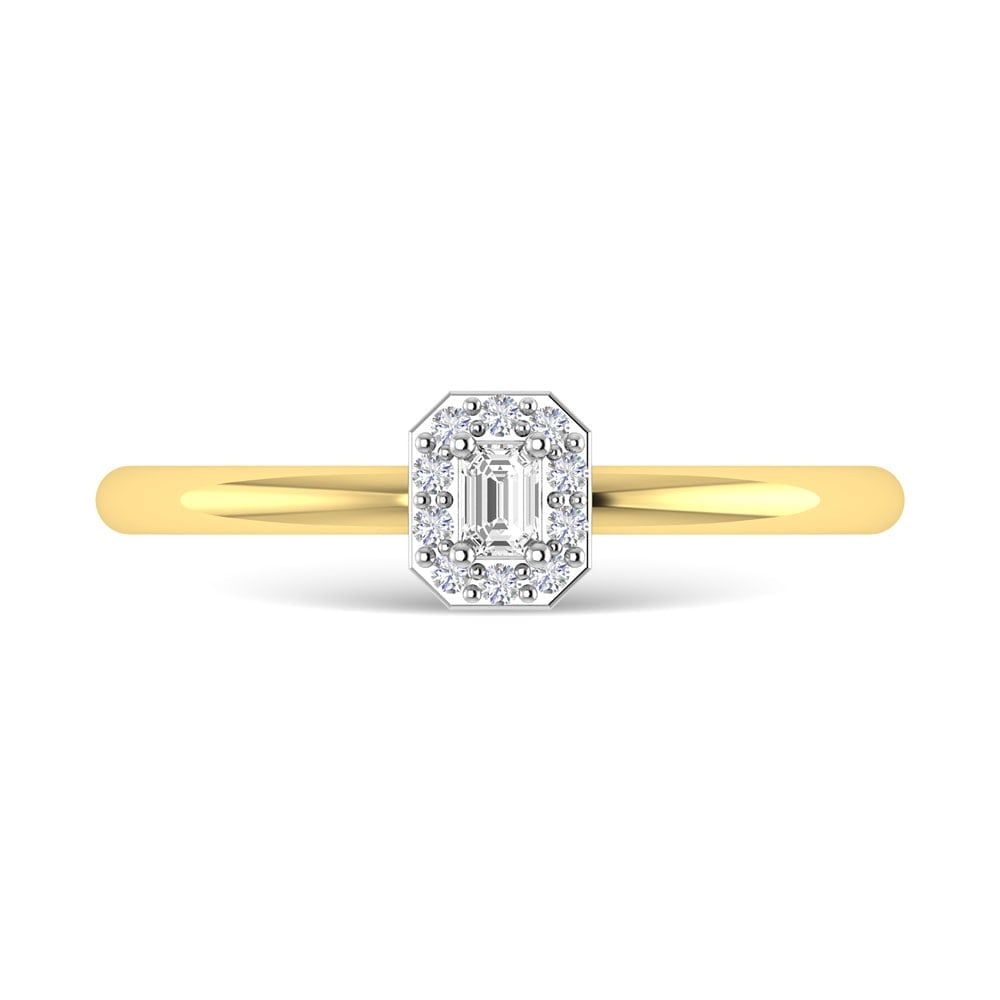 Diamond 1/6 Ct.Tw. Emerald Cut Promise Ring in 14K Two Tone Gold: Diamond 1/6 Ct.Tw. Emerald Cut Promise Ring in 14K Two Tone Gold Diamond 1/6 Ct.Tw. Emerald Cut Promise Ring in 14K Two Tone Gold 14k Two Tone Stone Color: G-h Stone Clarity: I1 Each ring is presented