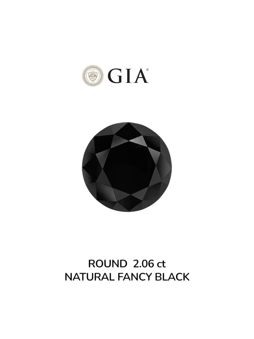 Loose Diamond - ROUND 2.06ct Fancy Black VVS2: Loose Diamond - ROUND 2.06ct Fancy Black VVS2 Source: Natural Shape: ROUND Carats: 2.06 Color: Fancy Black Certification: GIA Video: