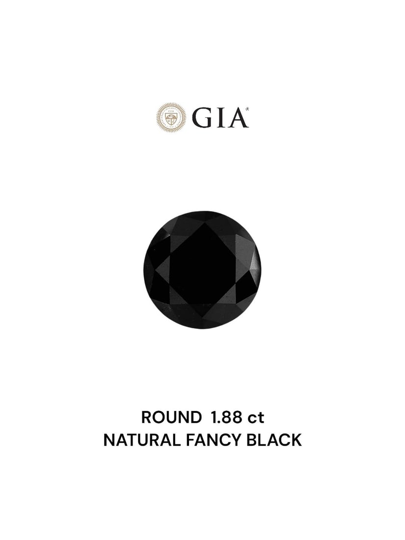 Loose Diamond - ROUND 1.88ct Fancy Black VVS2: Loose Diamond - ROUND 1.88ct Fancy Black VVS2 Source: Natural Shape: ROUND Carats: 1.88 Color: Fancy Black Certification: GIA Video: