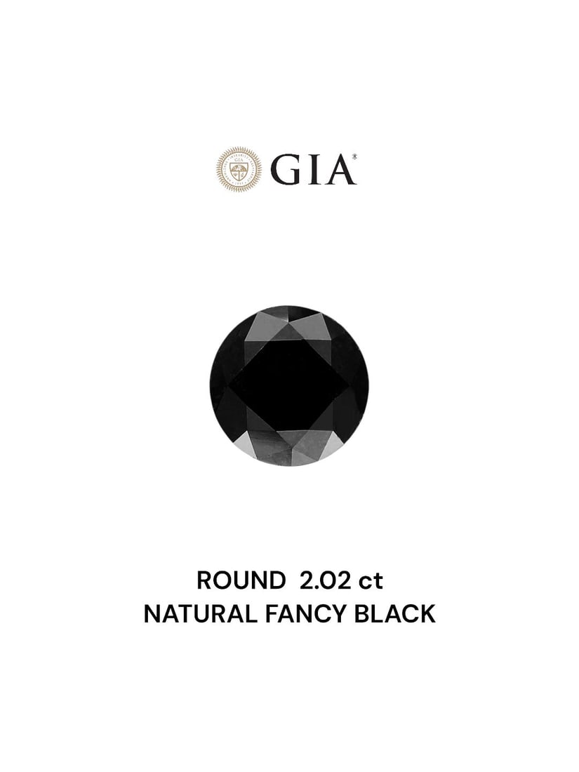 Loose Diamond - ROUND 2.02ct Fancy Black VVS2: Loose Diamond - ROUND 2.02ct Fancy Black VVS2 Source: Natural Shape: ROUND Carats: 2.02 Color: Fancy Black Certification: GIA Video: