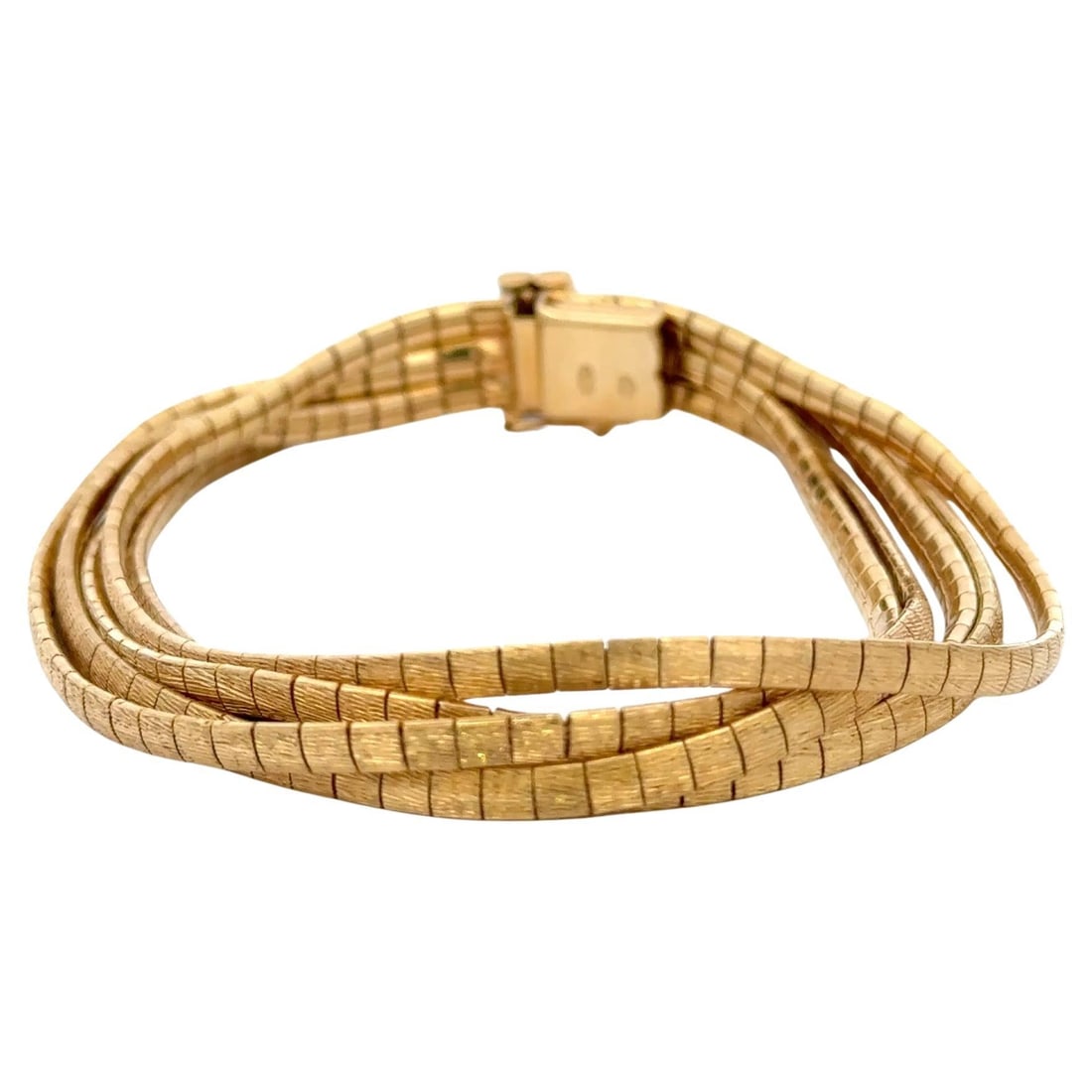 Harbor Diamonds 18K Yellow Gold Five Row Multi Strand Bracelet: Harbor Diamonds 18K Yellow Gold Five Row Multi Strand Bracelet This exquisite bracelet showcases a contemporary design crafted from 18 karat yellow gold, featuring five rows of multi strands with a lu