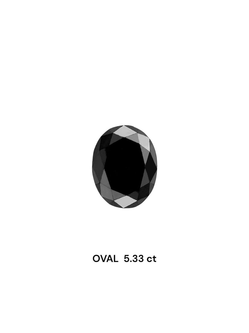 Loose Diamond - OVAL 5.33ct Black: Loose Diamond - OVAL 5.33ct Black Source: Natural Shape: OVAL Carats: 5.33 Color: Black Certification: IGI Video: