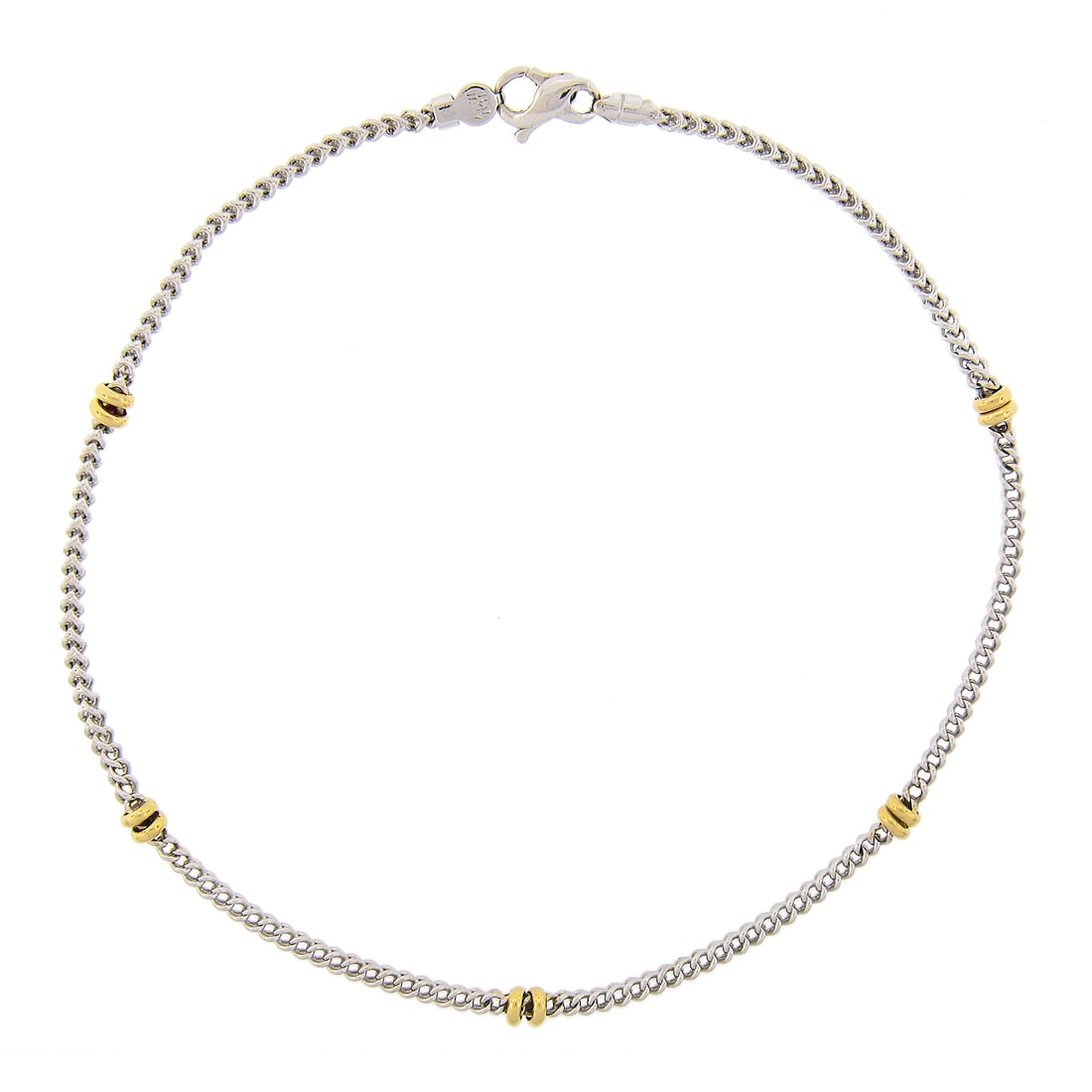 14k Two Tone Gold 11.5 Inch Franco Link Anklet Bracelet: 14k Two Tone Gold 11.5 Inch Franco Link Anklet Bracelet This exquisite anklet bracelet features a solid 14k gold construction with striking yellow gold round polished accent stations. The stylish Fran