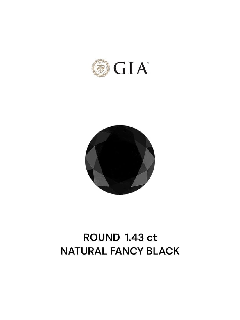 Loose Diamond - ROUND 1.43ct Fancy Black VVS2: Loose Diamond - ROUND 1.43ct Fancy Black VVS2 Source: Natural Shape: ROUND Carats: 1.43 Color: Fancy Black Certification: GIA Video: