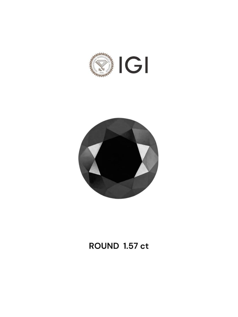 Loose Diamond - ROUND 1.57ct Black: Loose Diamond - ROUND 1.57ct Black Source: Natural Shape: ROUND Carats: 1.57 Color: Black Certification: IGI Video: