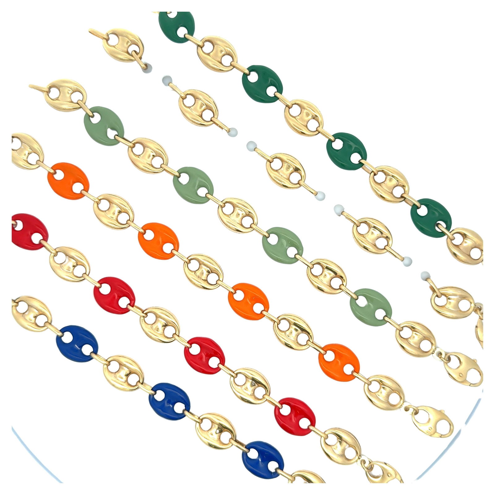 Harbor Diamonds Italian 14K Yellow Gold Enamel Link Bracelet 7.75in: Harbor Diamonds Italian 14K Yellow Gold Enamel Link Bracelet 7.75in This exquisite Italian Mariner Alternating Bracelet showcases a contemporary design crafted from 14 karat yellow gold and vibrant en
