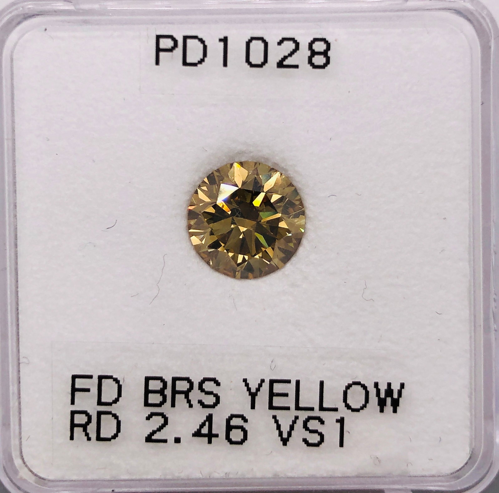 Loose Diamond - ROUND 2.46ct Fancy Deep Brownish Yellow SI1: Loose Diamond - ROUND 2.46ct Fancy Deep Brownish Yellow SI1 Source: Natural Shape: ROUND Carats: 2.46 Color: Fancy Deep Brownish Yellow Certification: GIA PLEASE NOTE: Framed, Large, or heavy items do
