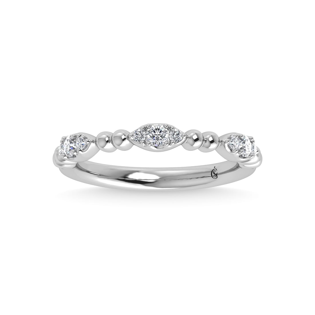 10K White Gold Diamond 1/5 Ct.Tw. Stackable Band (1 of 4)