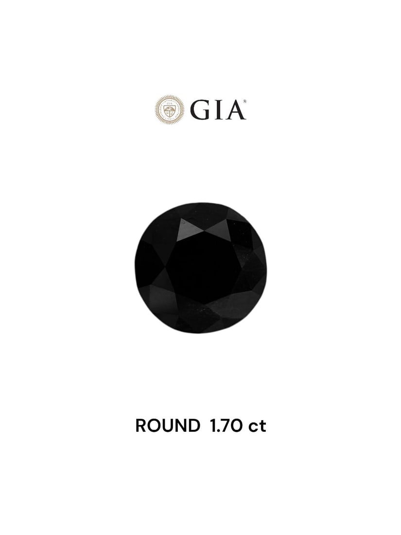 Loose Diamond - ROUND 1.7ct Fancy Black VVS2: Loose Diamond - ROUND 1.7ct Fancy Black VVS2 Source: Natural Shape: ROUND Carats: 1.7 Color: Fancy Black Certification: GIA Video: