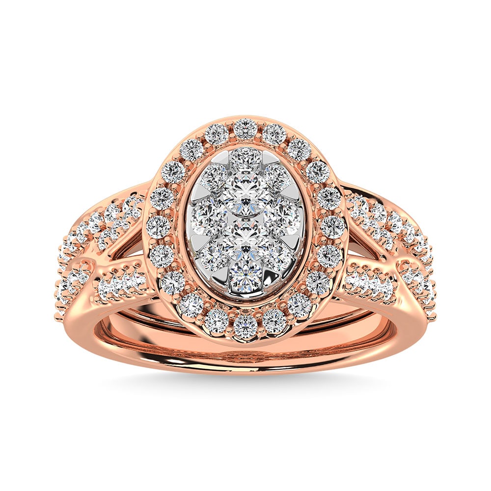 Diamond 1 1/5 Ct.Tw. Bridal Ring in 14K Rose Gold: Diamond 1 1/5 Ct.Tw. Bridal Ring in 14K Rose Gold 14k Rose Gold Stone Color: G-h Stone Clarity: I1 Each ring is presented in standard size 6.5. Complimentary resizing is available between sizes 510 (i