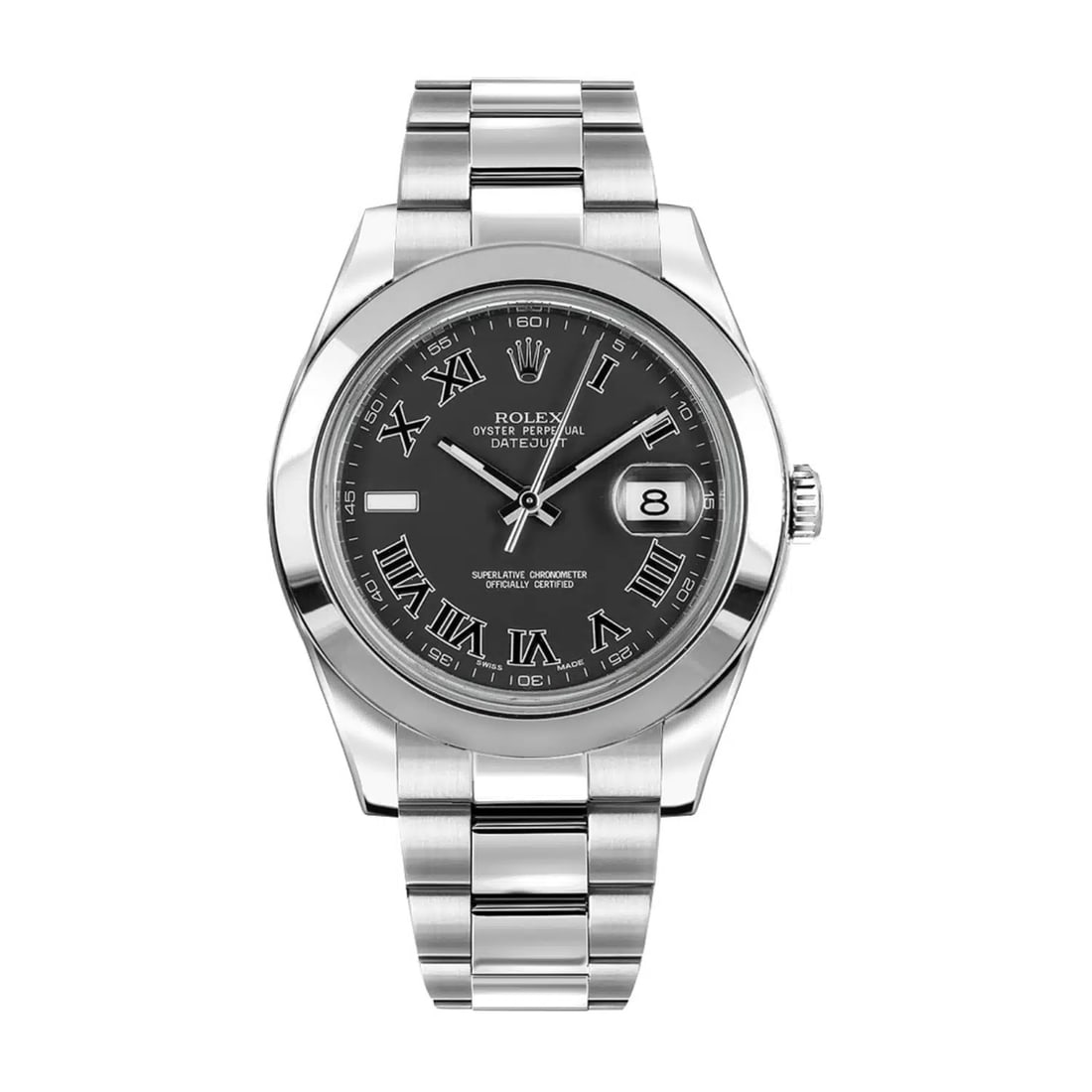 Rolex 116300 Datejust 41mm Stainless Steel Roman Dial 2017 White Card: Rolex 116300 Datejust 41mm Stainless Steel Roman Dial 2017 White Card This Rolex Datejust features a black Roman numeral dial and is crafted from stainless steel. The watch has a 41mm case and comes