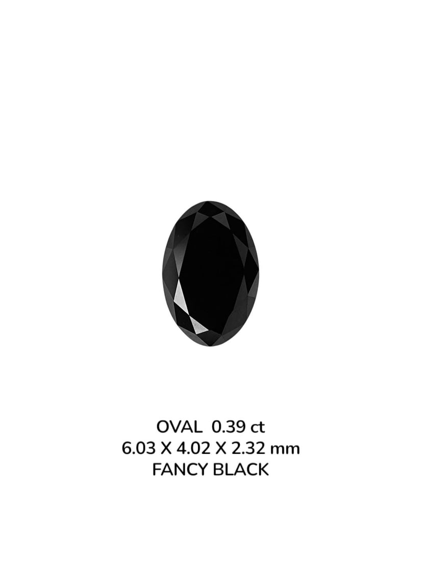 Loose Diamond - OVAL 0.39ct Fancy Black VVS2: Loose Diamond - OVAL 0.39ct Fancy Black VVS2 Source: Natural Shape: OVAL Carats: 0.39 Color: Fancy Black Certification: NONE PLEASE NOTE: Framed, Large, or heavy items do not have shipping costs inclu