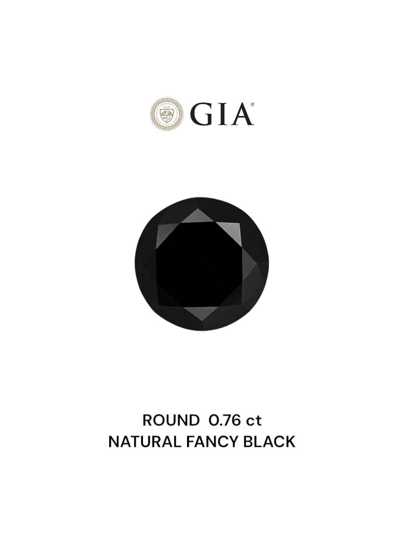 Loose Diamond - ROUND 0.76ct Fancy Black VVS2: Loose Diamond - ROUND 0.76ct Fancy Black VVS2 Source: Natural Shape: ROUND Carats: 0.76 Color: Fancy Black Certification: GIA Video: