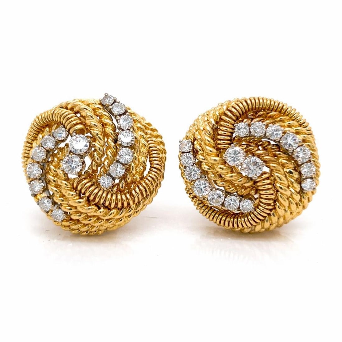 Diamond Earrings in 18K Yellow Gold with 1.50 Carat Stones (1 of 3)