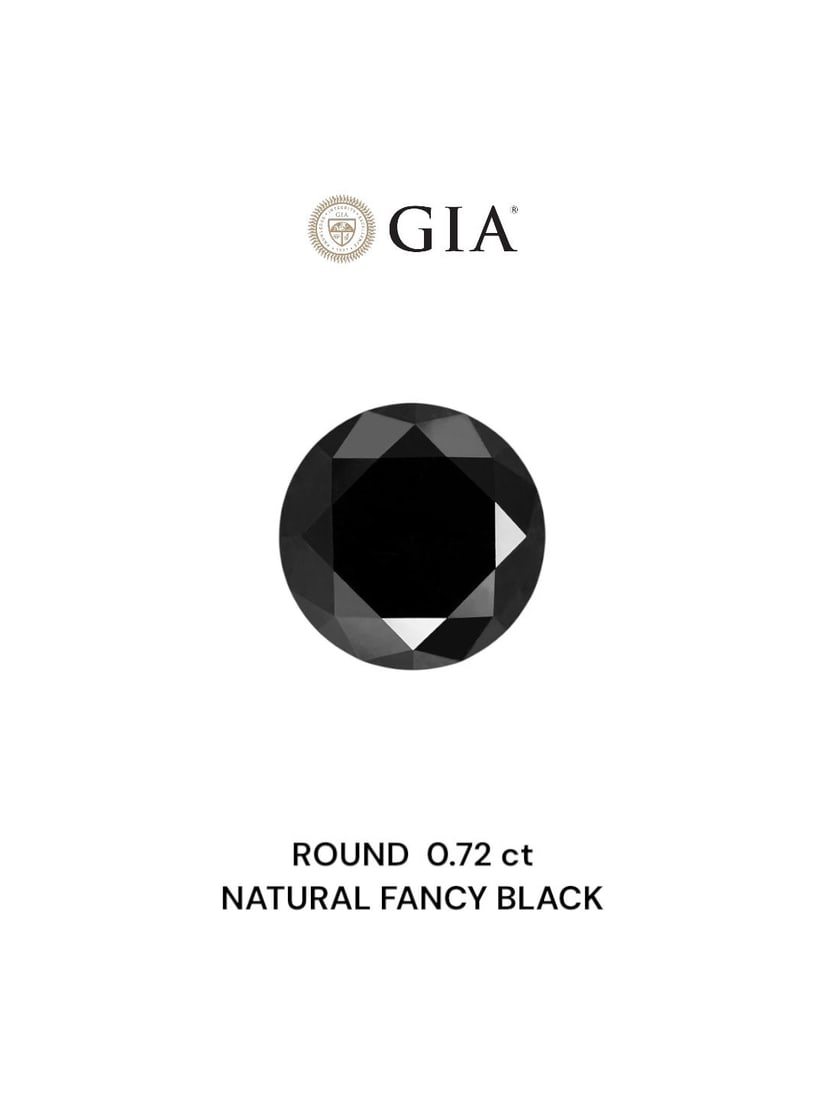 Loose Diamond - ROUND 0.72ct Fancy Black VVS2: Loose Diamond - ROUND 0.72ct Fancy Black VVS2 Source: Natural Shape: ROUND Carats: 0.72 Color: Fancy Black Certification: GIA Video:
