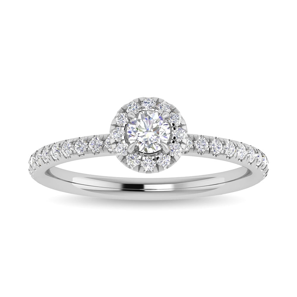 Diamond 3/4 Ct.Tw. Round Cut Engagement Ring in 14K White Gold: Diamond 3/4 Ct.Tw. Round Cut Engagement Ring in 14K White Gold Diamond 3/4 Ct.Tw. Round Cut Engagement Ring in 14K White Gold 14k White Gold Stone Color: G-h Stone Clarity: I1 Each ring is presented i