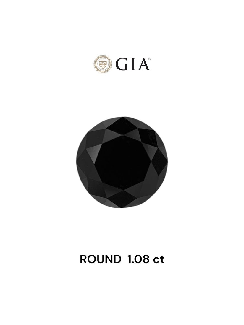 Loose Diamond - ROUND 1.08ct Fancy Black VVS2: Loose Diamond - ROUND 1.08ct Fancy Black VVS2 Source: Natural Shape: ROUND Carats: 1.08 Color: Fancy Black Certification: GIA Video:
