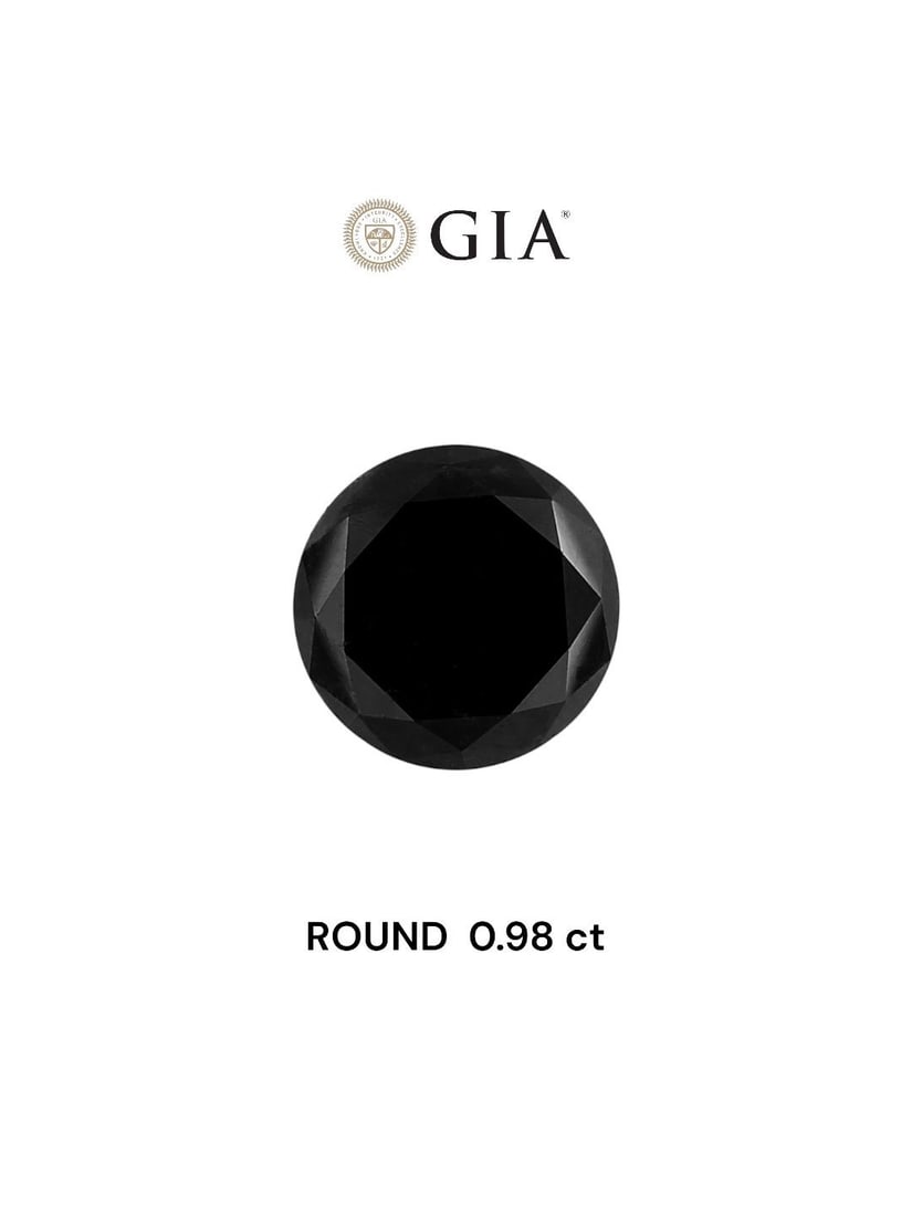 Loose Diamond - ROUND 0.98ct Fancy Black VVS2: Loose Diamond - ROUND 0.98ct Fancy Black VVS2 Source: Natural Shape: ROUND Carats: 0.98 Color: Fancy Black Certification: GIA Video: